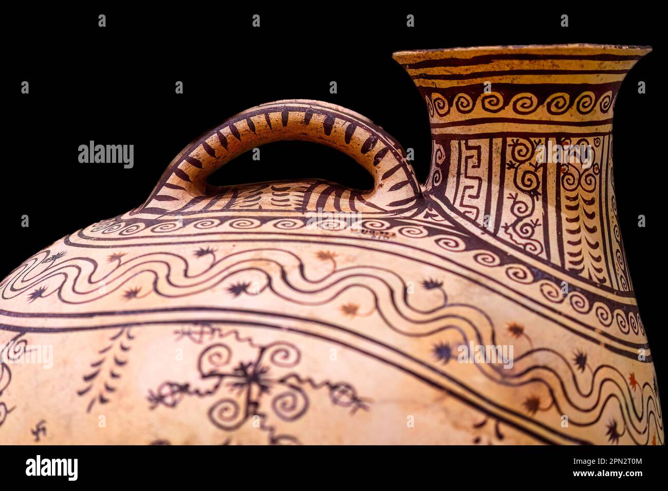 Toronto, Canada - April 7, 2023: Detail of pottery from the early Italic cultures. The object is part of an exhibit in the Royal Ontario Museum. Stock Photo