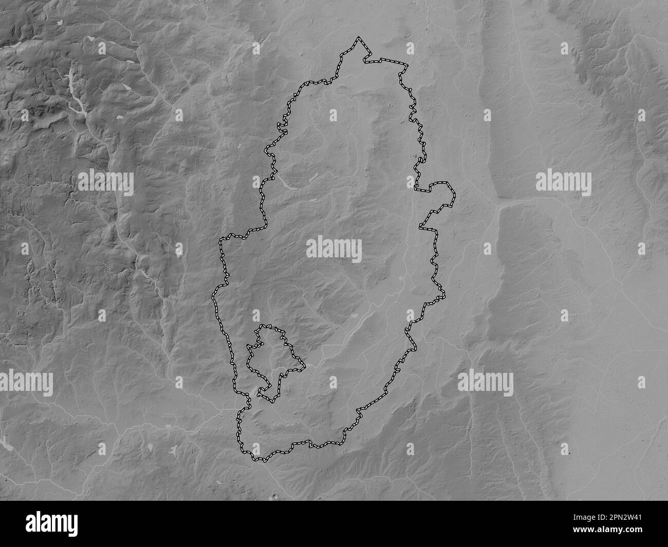 Nottinghamshire, administrative county of England - Great Britain. Grayscale elevation map with lakes and rivers Stock Photo