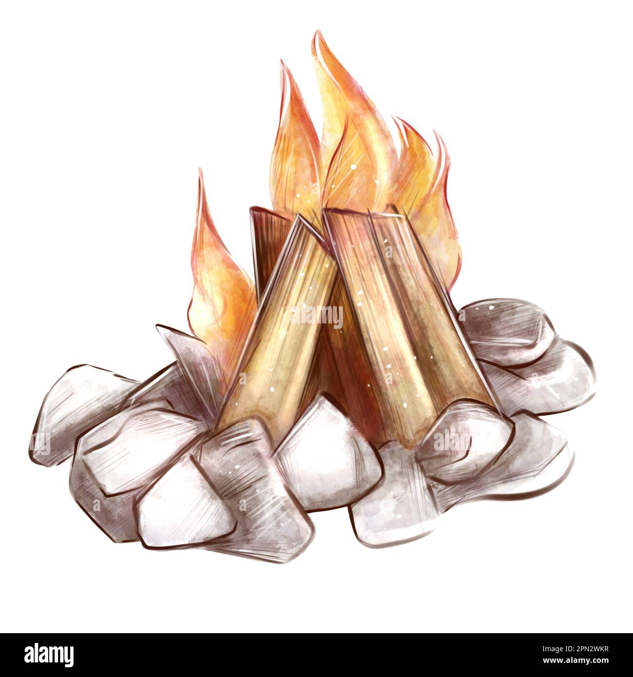 Realistic Campfire Drawing