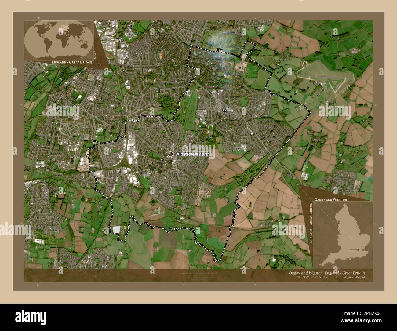 Oadby and Wigston, non metropolitan district of England Great Britain. Low resolution