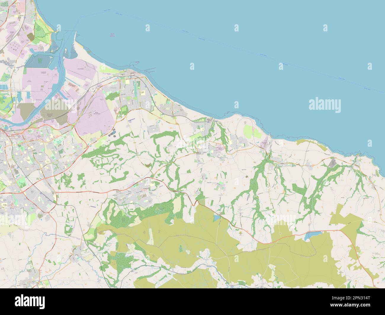 Redcar and Cleveland, unitary authority of England Great Britain. Open Street Map Stock Photo