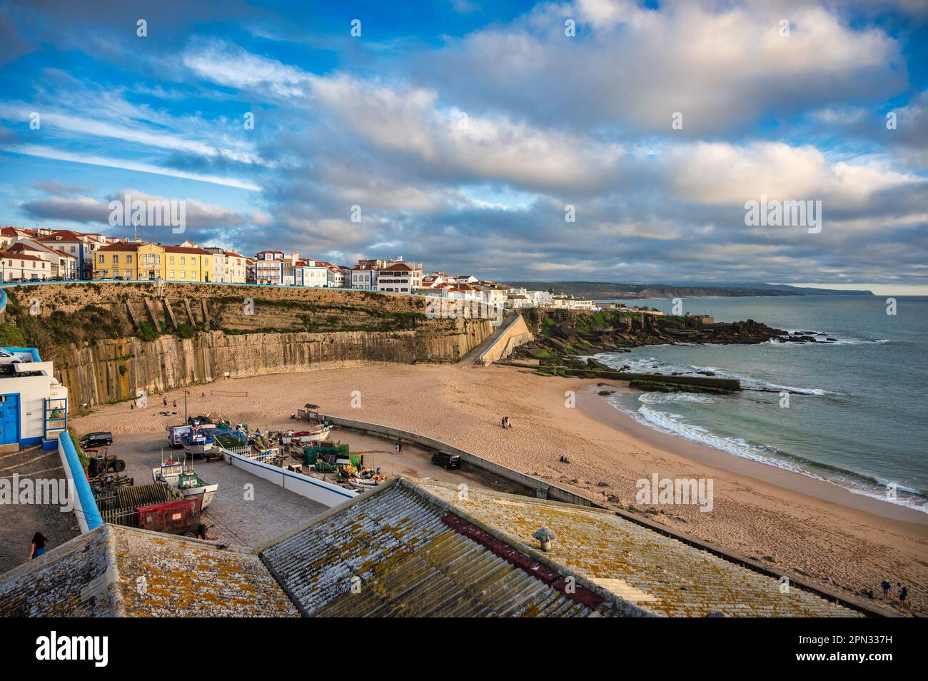 Mafra, Portugal. 16 July 2022.  view of Ericeira village and pescadores beach in Portugal. Stock Photo