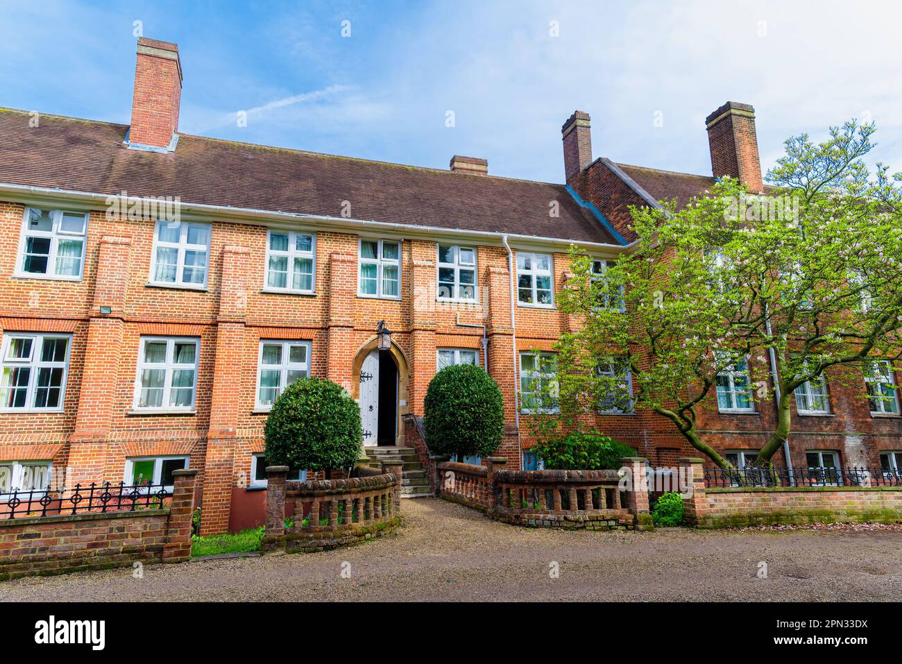 Front view of the beautiful brick building Sheppards Colleges in Bromley town, London, UK Stock Photo