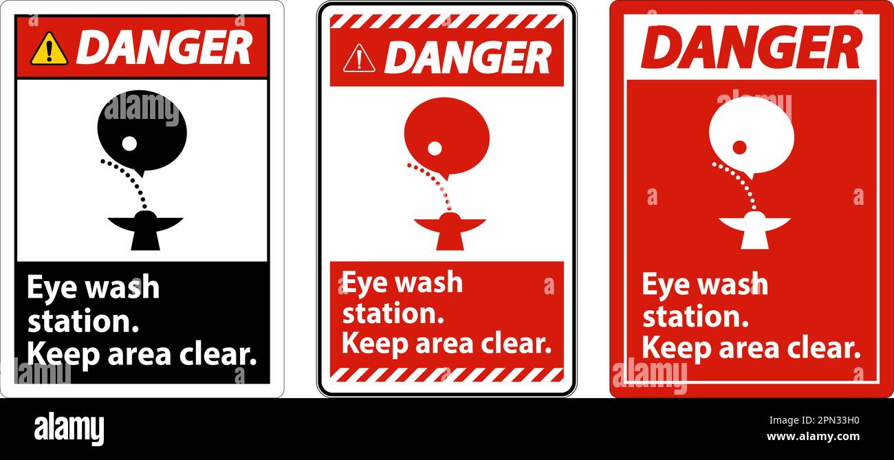 Danger Eye Wash Station Keep Area Clear Sign Stock Vector Image & Art