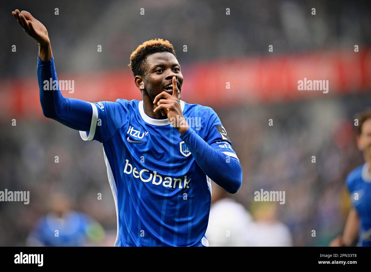 Genk Belgium Th Apr Genk S Mohamed Aziz Ouattara Celebrates After Scoring During A