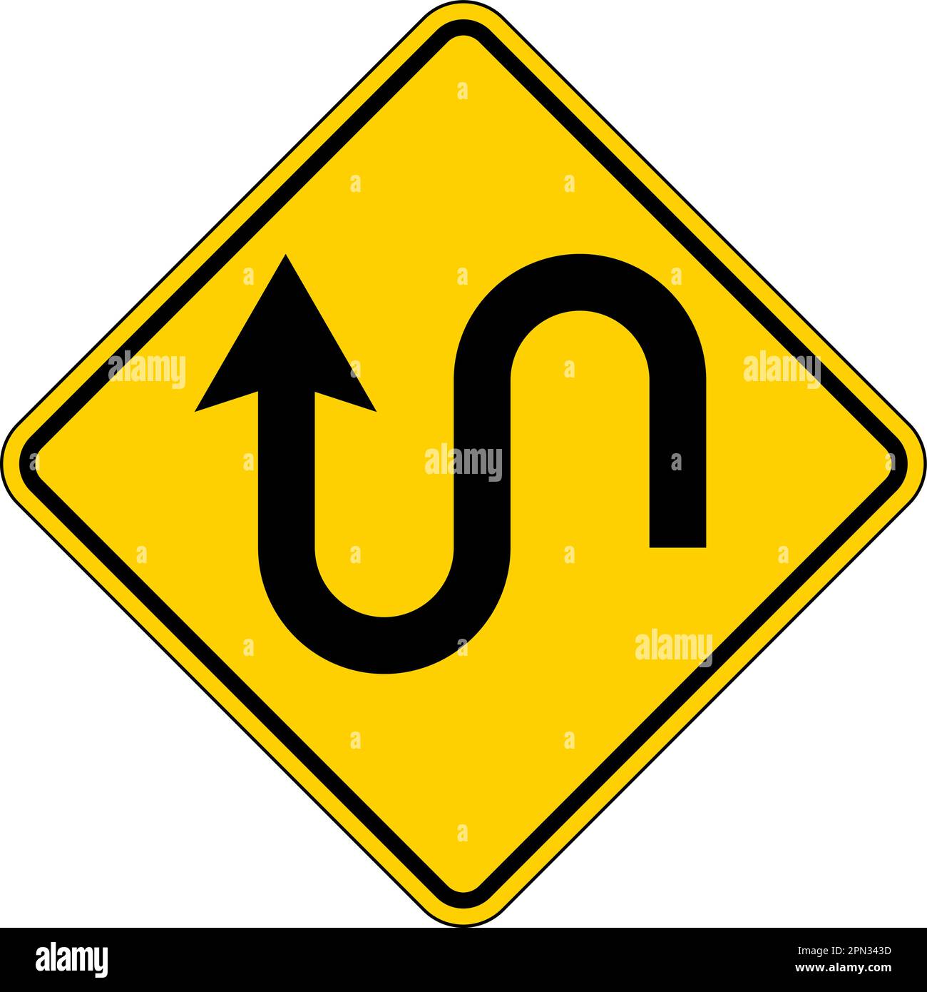 Warning Sign Double Curve Symbol On White Background Stock Vector Image