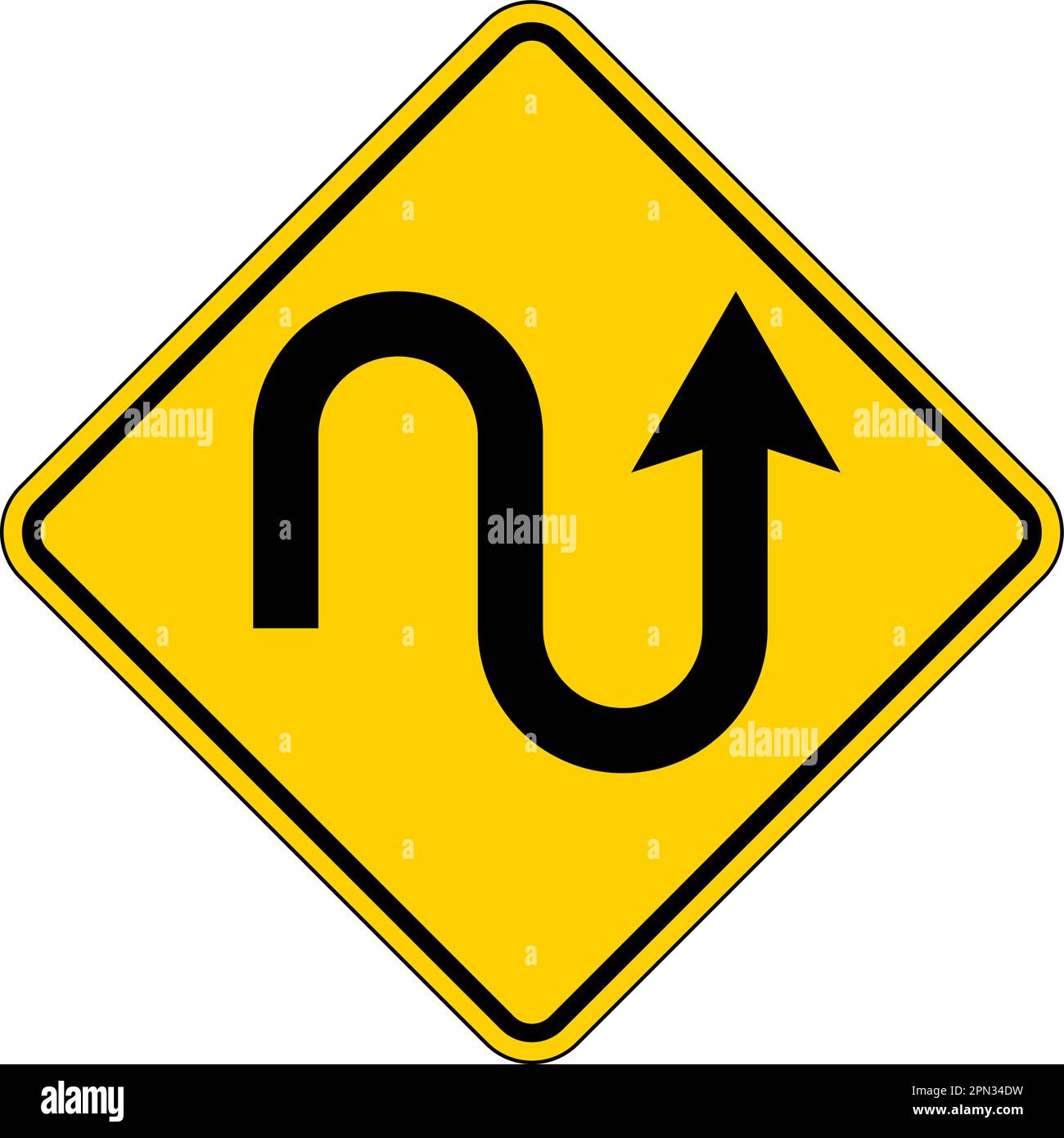 Warning Sign Double Curve Symbol On White Background Stock Vector Image