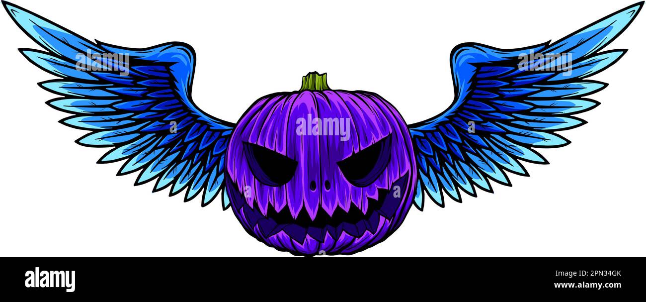 Halloween pumpkin with scary face on white background Stock Vector ...