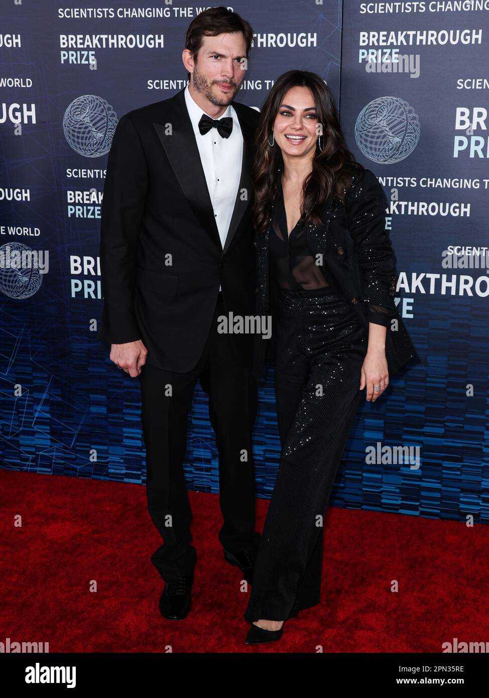 LOS ANGELES, CALIFORNIA, USA - APRIL 15: Ashton Kutcher and wife Mila Kunis arrive at the 9th Annual Breakthrough Prize Ceremony held at the Academy Museum of Motion Pictures on April 15, 2023 in Los Angeles, California, United States. (Photo by Xavier Collin/Image Press Agency) Stock Photo