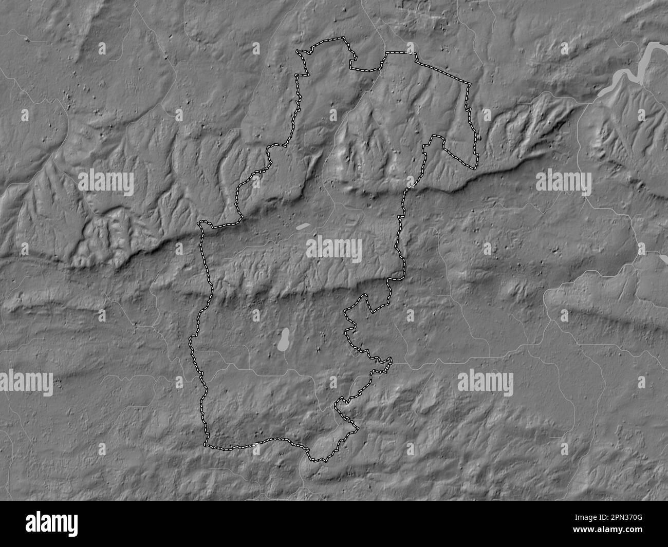 Sevenoaks, non metropolitan district of England - Great Britain. Bilevel elevation map with lakes and rivers Stock Photo