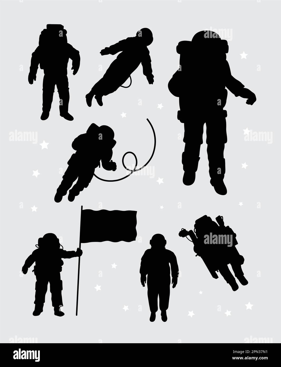 Astronaut silhouettes. Good use for symbol, logo, web icon, mascot, or any design you want. Easy to use. Stock Vector