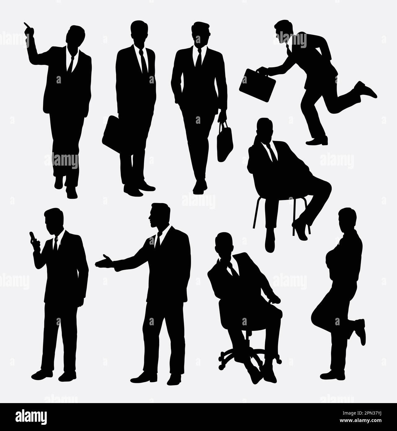 Businessman concept silhouettes. Good use for symbol, web icon, logo, mascot, or any design you want. Easy to use. Stock Vector