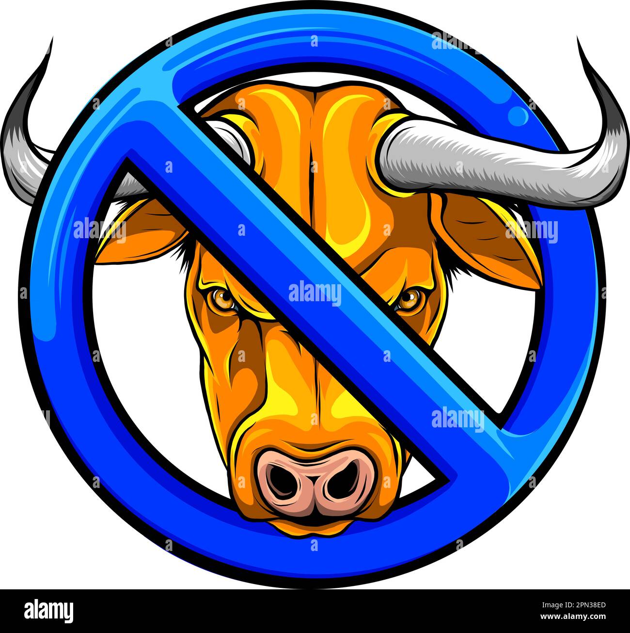 Cow head icon in prohibition circle vector illustration Stock Vector