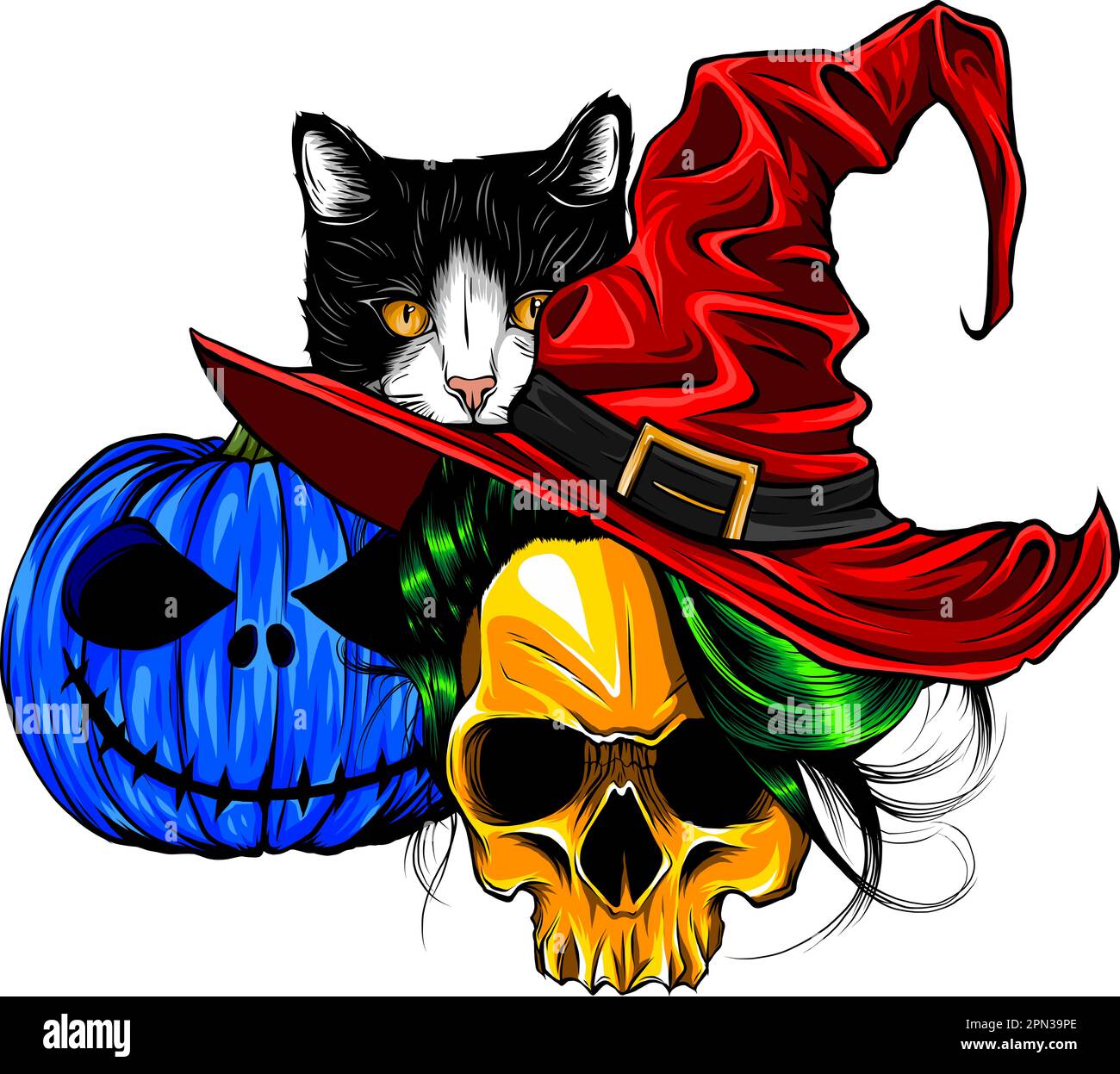 vector illustration of halloween set on white background Stock Vector ...