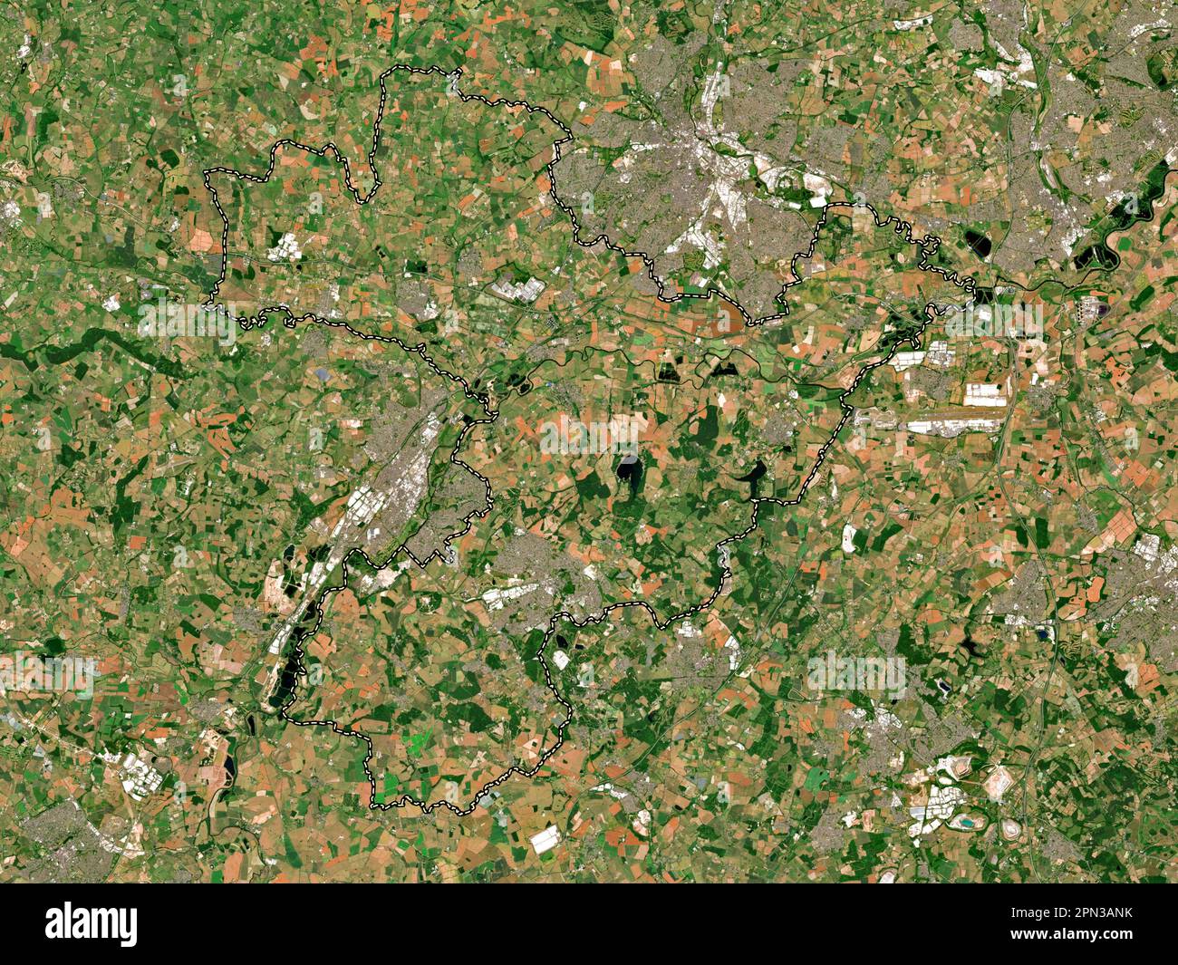 South Derbyshire, non metropolitan district of England - Great Britain. Low resolution satellite map Stock Photo