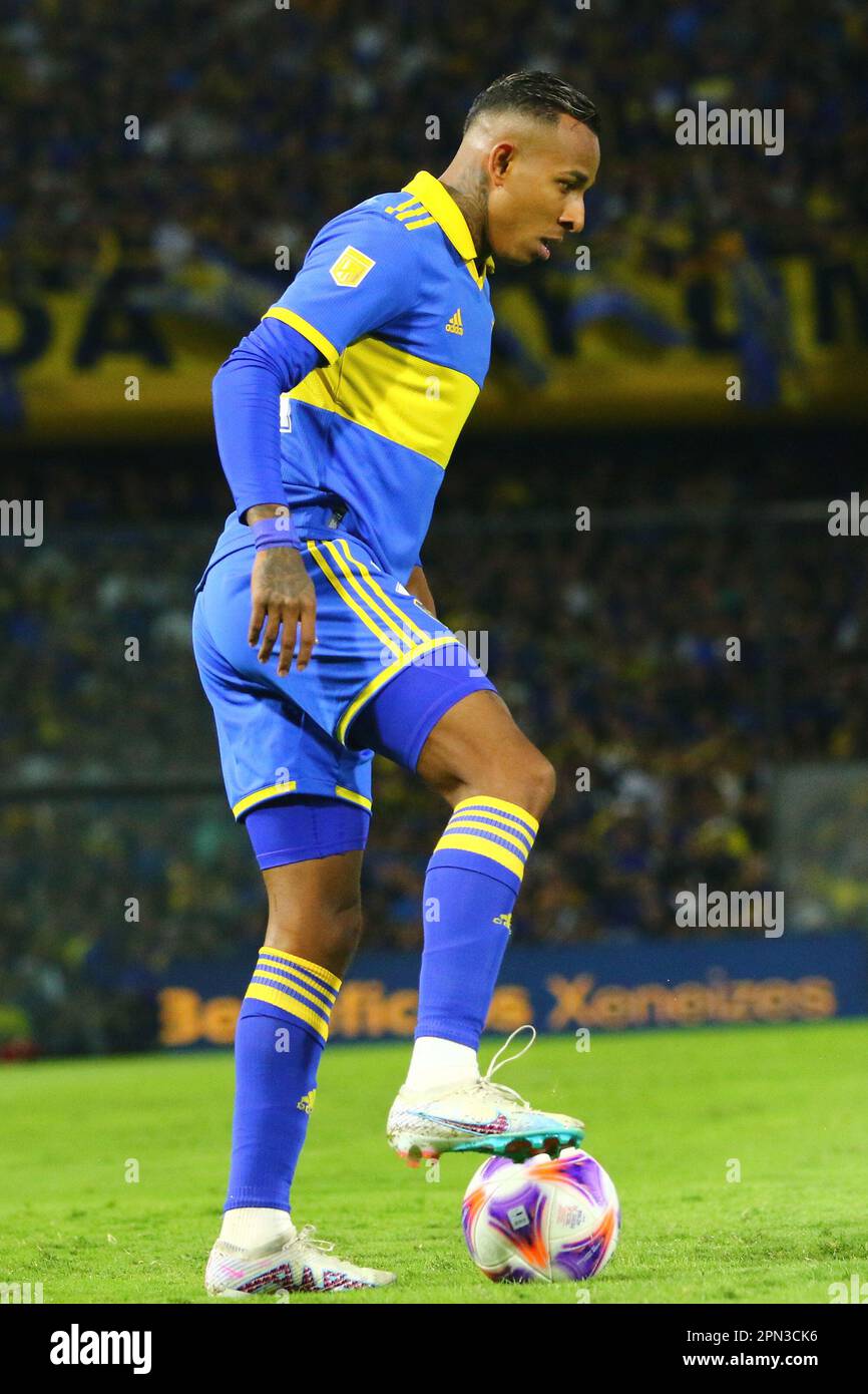 Buenos Aires, 15th Apr 2023, Sebastian Villa of Boca Juniors during a match for the 12nd round of Argentina´s Liga Profesional de Fútbol Binance Cup Stock Photo