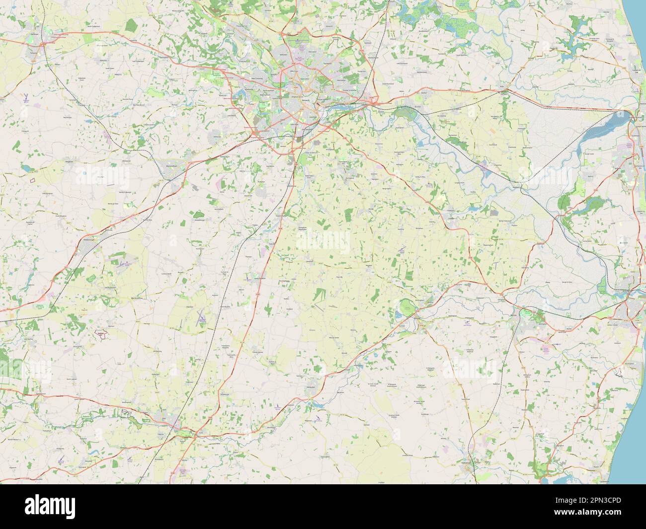 South Norfolk, non metropolitan district of England - Great Britain. Open Street Map Stock Photo