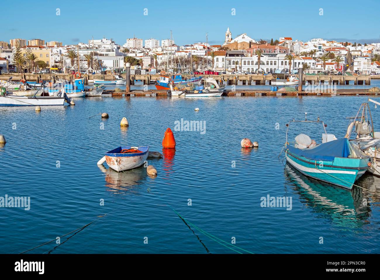 Harbor and city Lagos in the Algarve Portugal Stock Photo