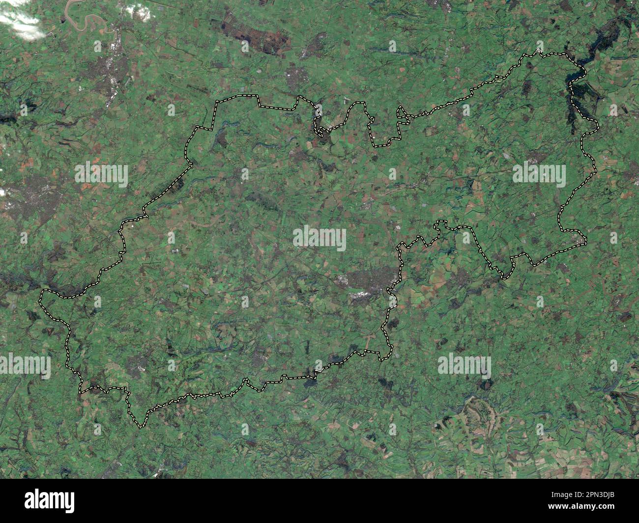 South Somerset, non metropolitan district of England - Great Britain. Low resolution satellite map Stock Photo