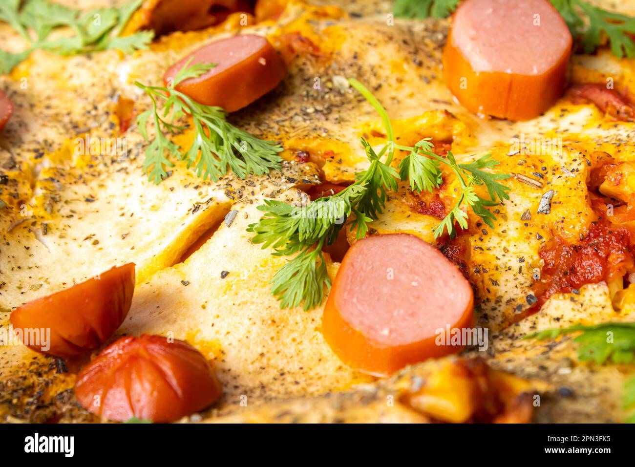 Sausage pie in a blender, typical Brazilian dish. Ingredients milk