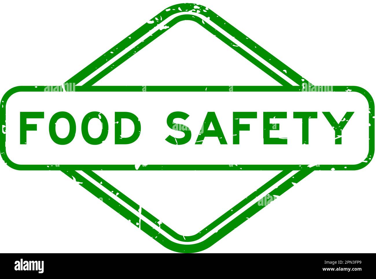 Grunge green food safety word rubber seal stamp on white background