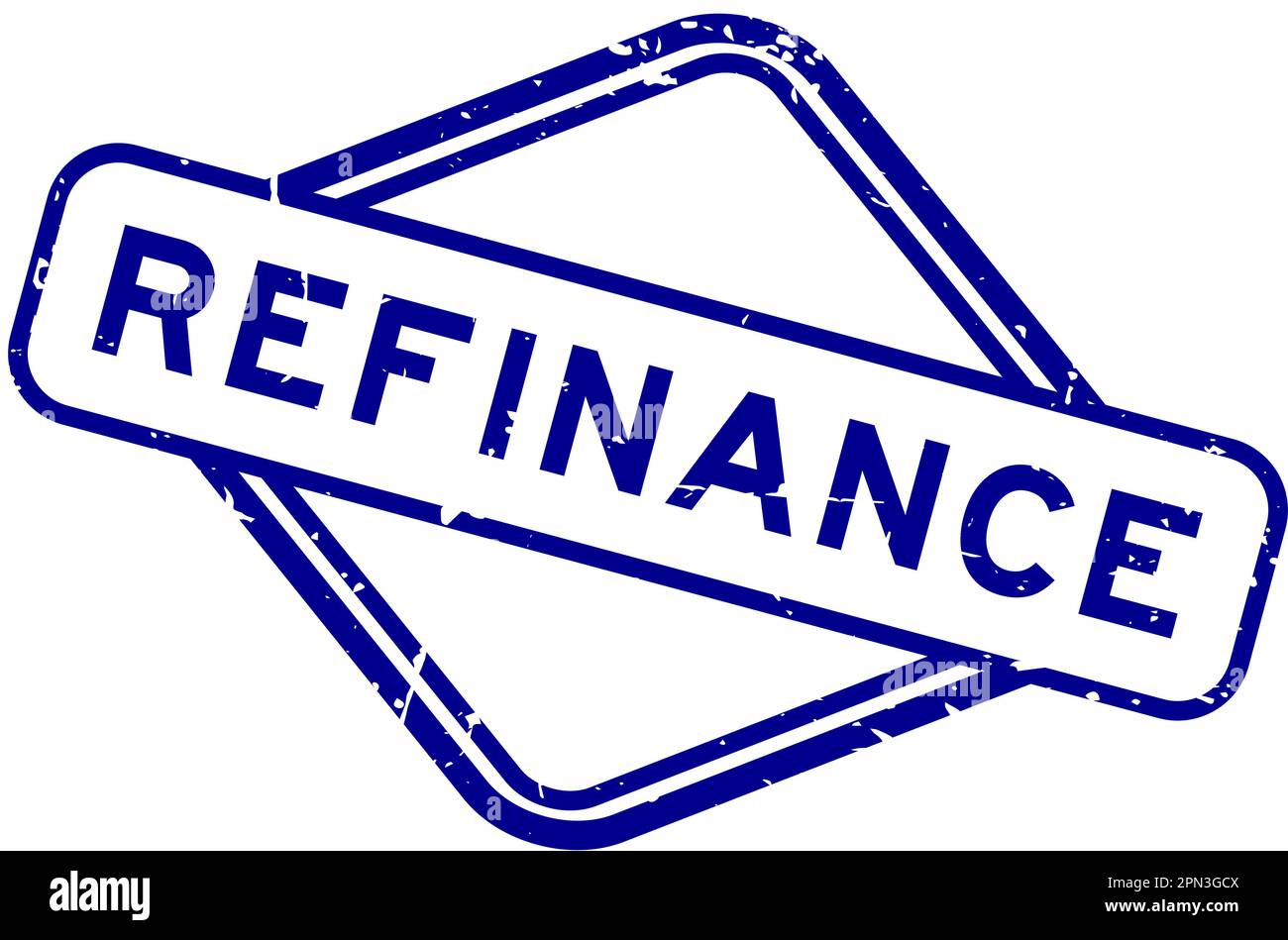 Grunge blue refinance word rubber seal stamp on white background Stock ...