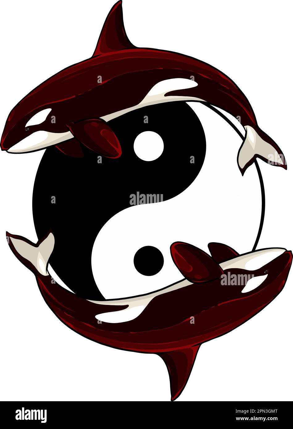vector illustration of Yin Yang symbol on white background Stock Vector ...
