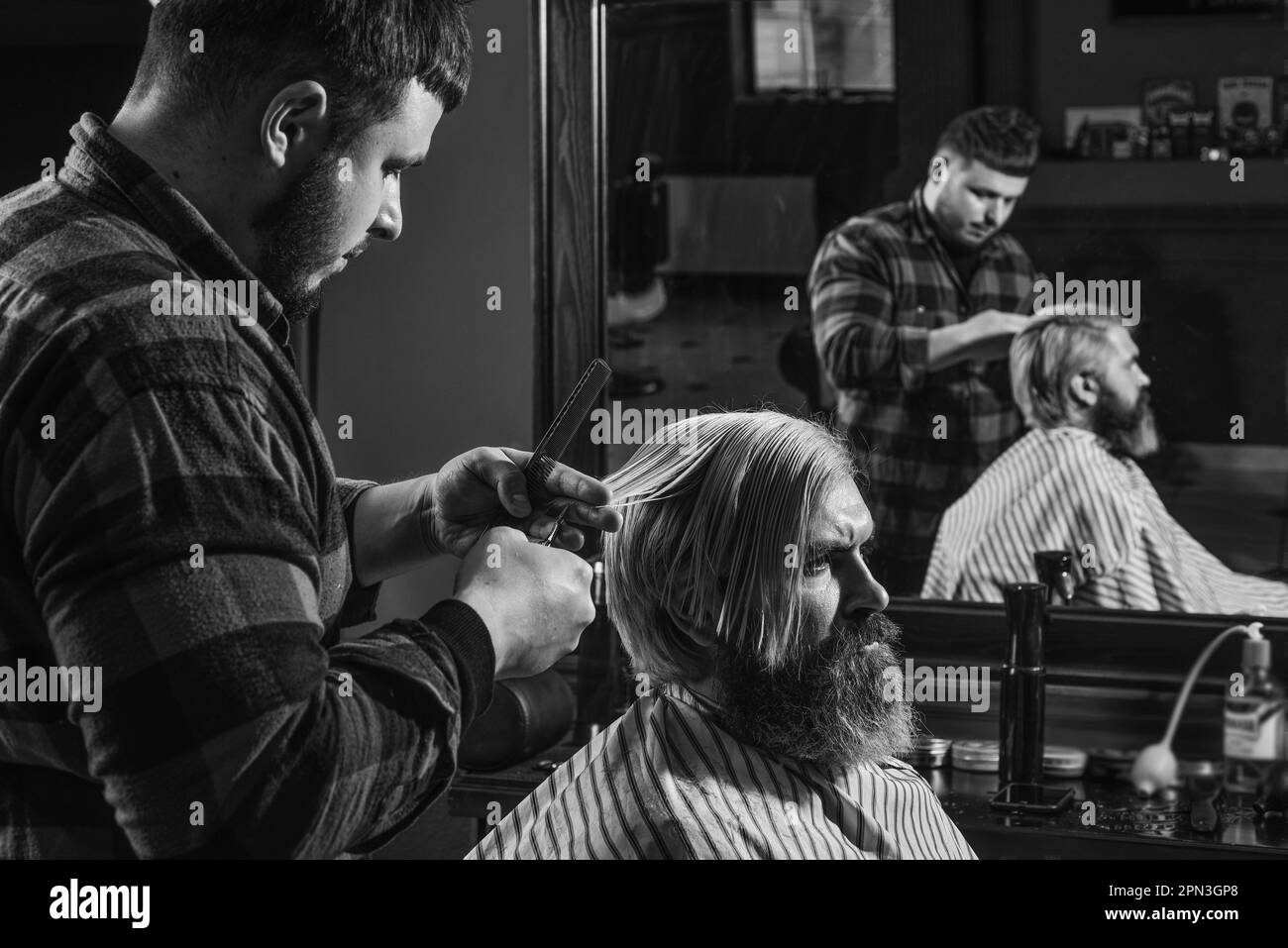 Hair length does not determine price. Guy with dyed hair. Barber