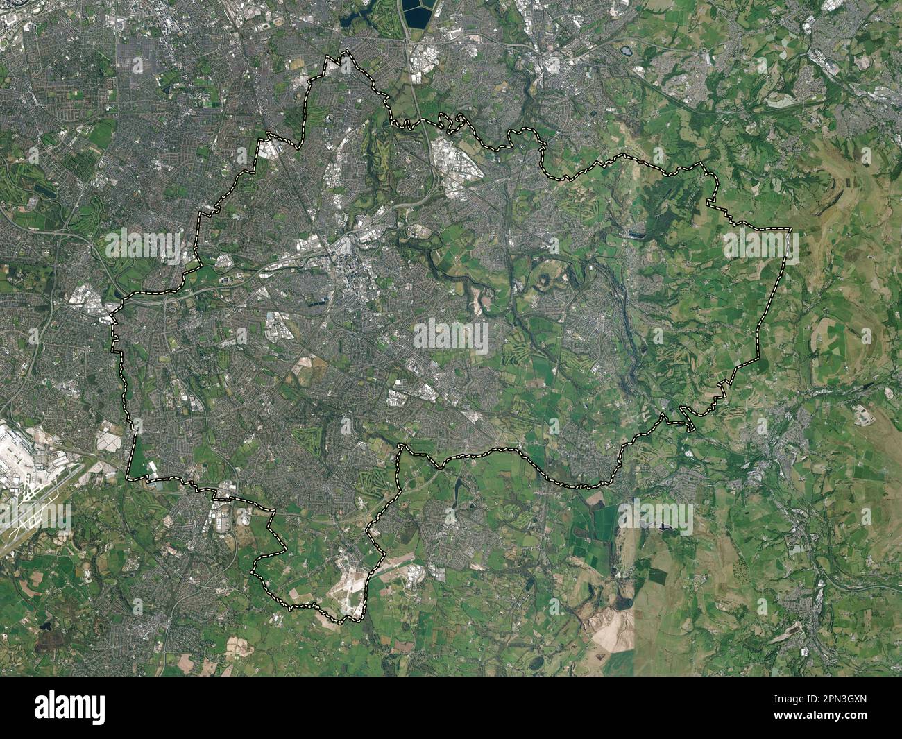Stockport, metropolitan borough of England Great Britain. High resolution satellite map Stock
