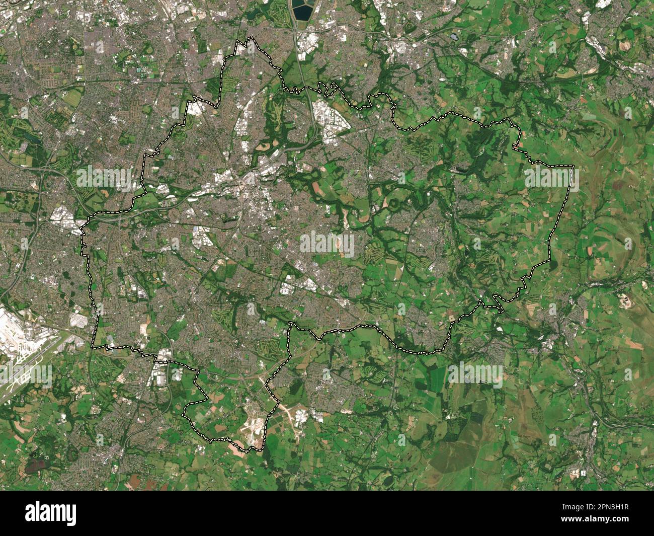 Stockport, metropolitan borough of England Great Britain. Low resolution satellite map Stock