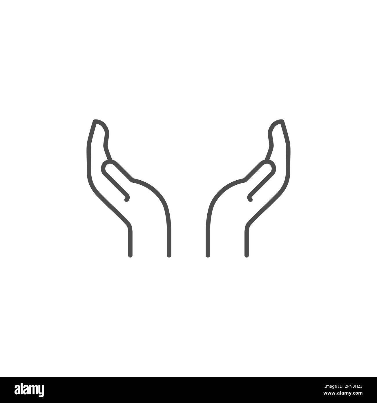 Protecting hands related vector linear icon Stock Vector