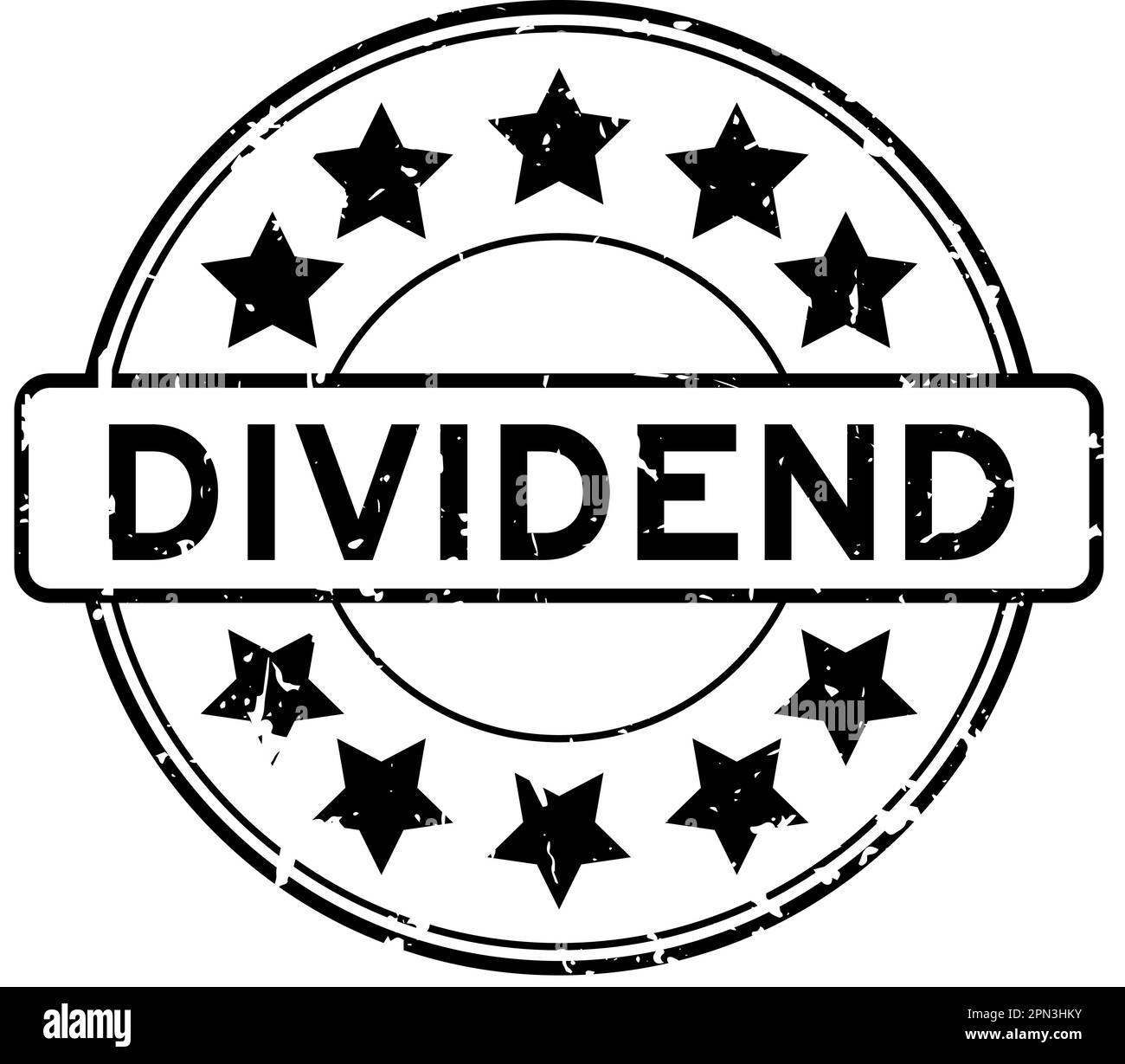 Grunge black dividend word round rubber seal stamp on white background Stock Vector
