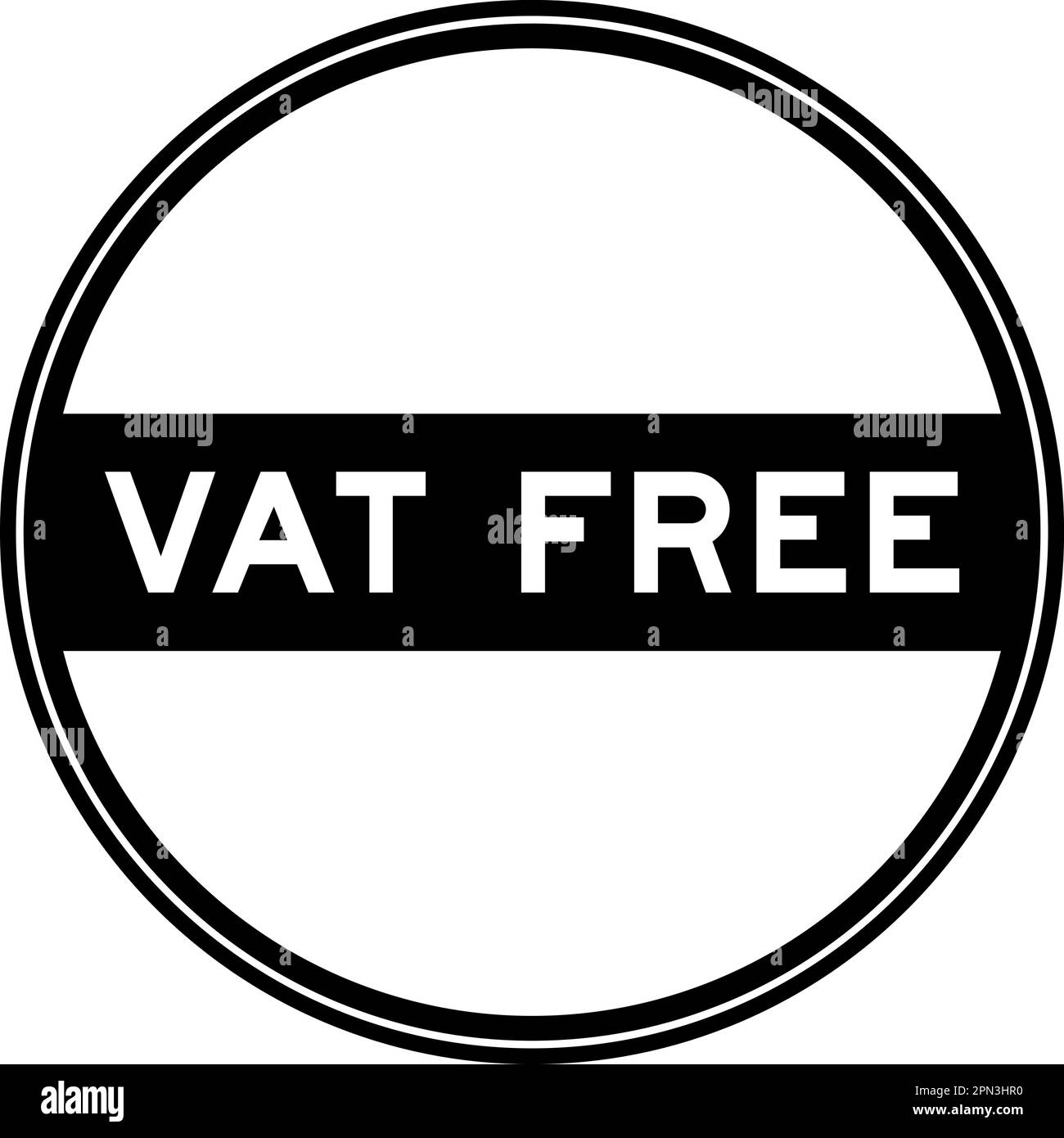 Black color round seal sticker in word VAT (abbreviation of value added tax) free on white