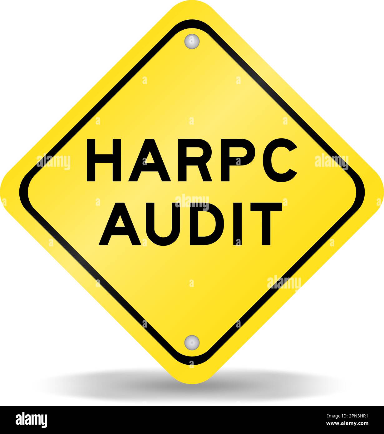 Yellow color transportation sign with word HARPC (Hazard analysis and