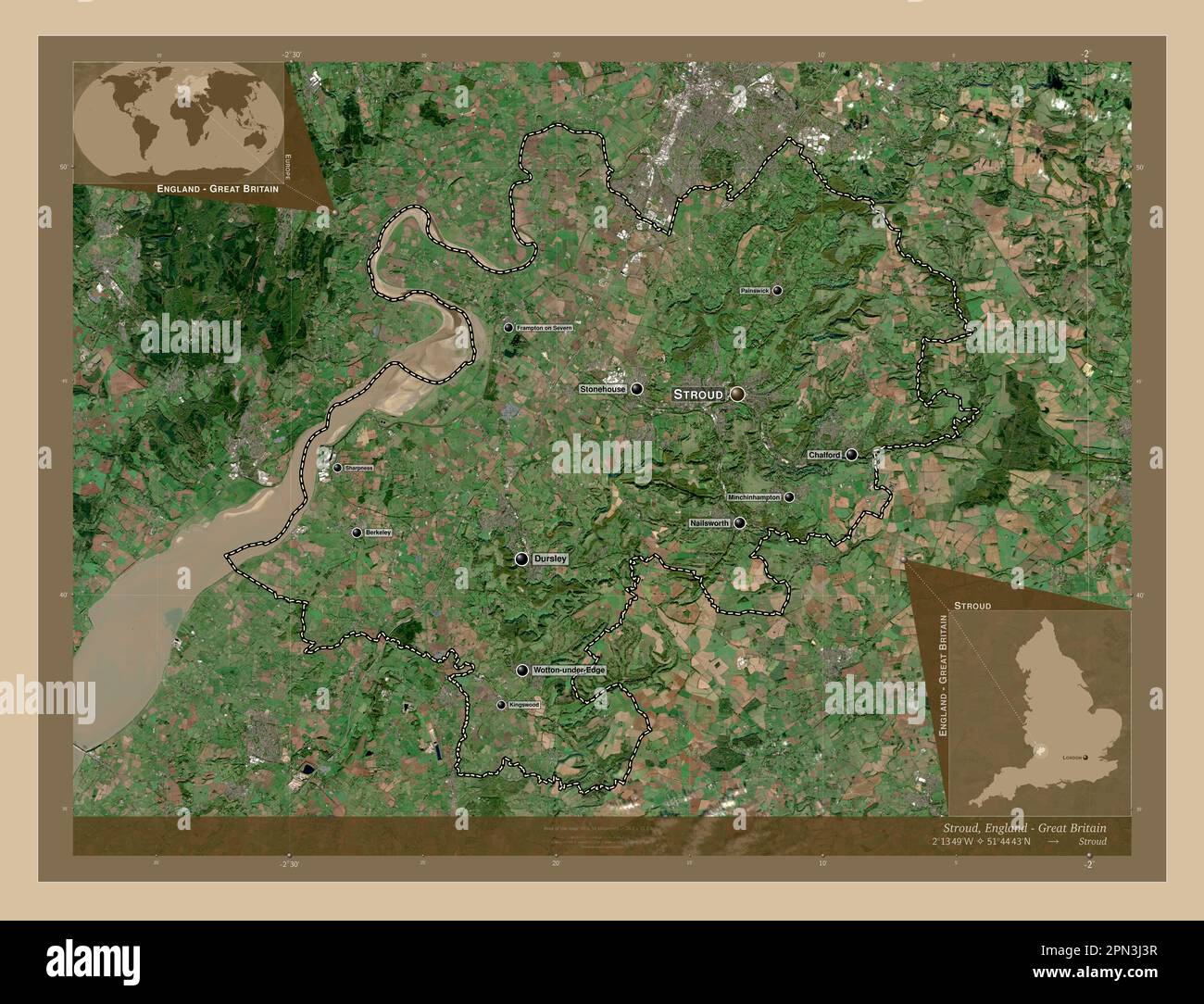 Whitminster Map Stroud, non metropolitan district of England - Great Britain. Low ...