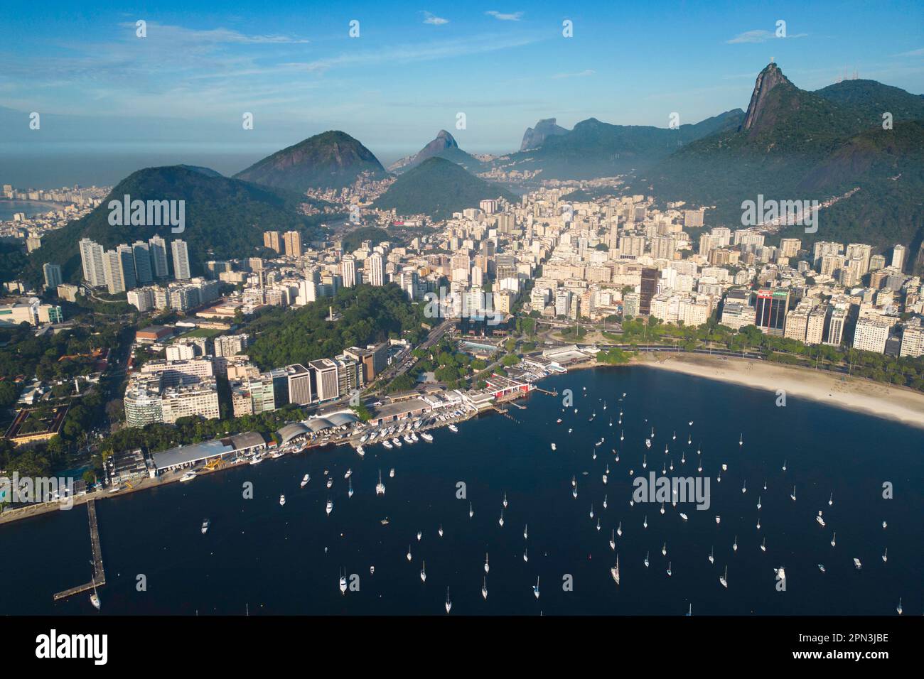 Aerial View of Rio de Janeiro City With Mountains and Guanabara Bay ...