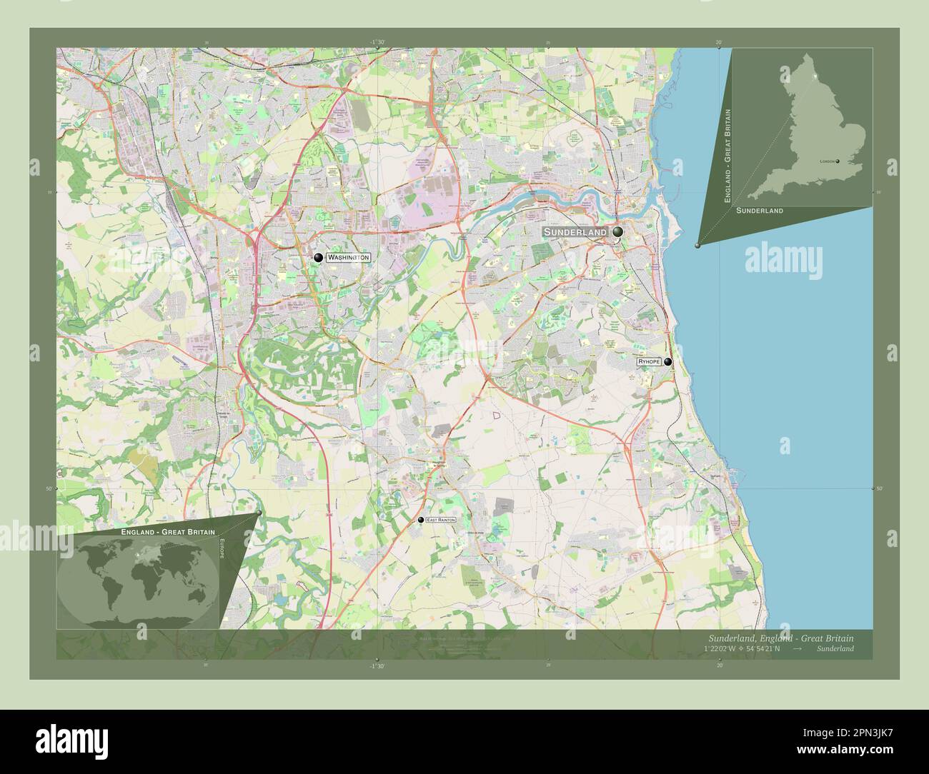 Sunderland, unitary authority of England Great Britain. Open Street