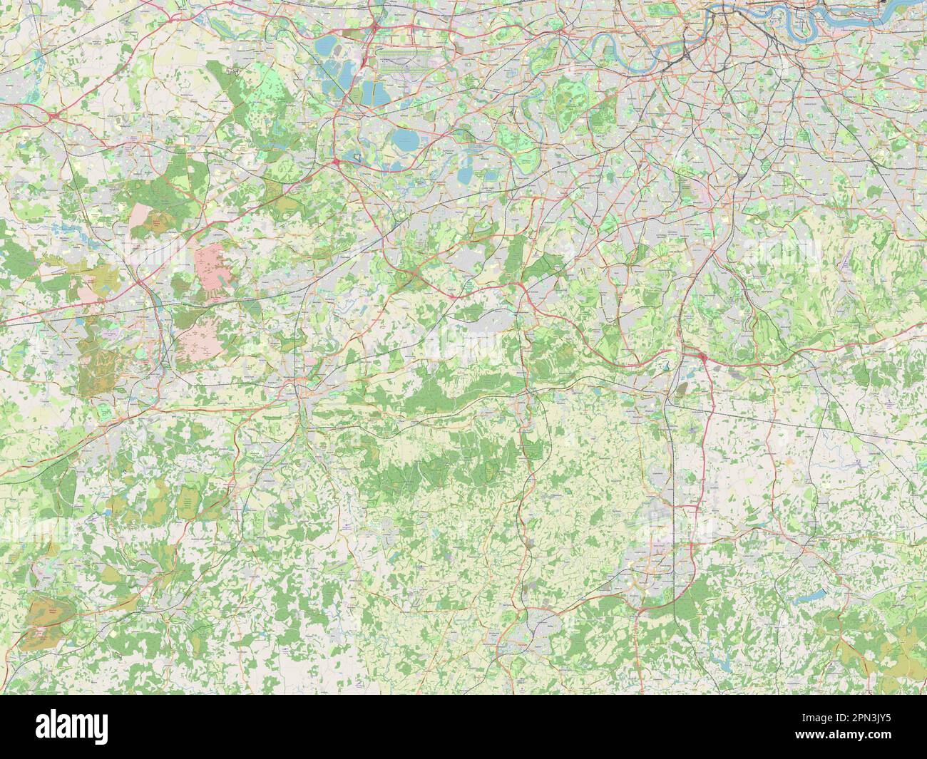 Surrey, administrative county of England - Great Britain. Open Street Map Stock Photo