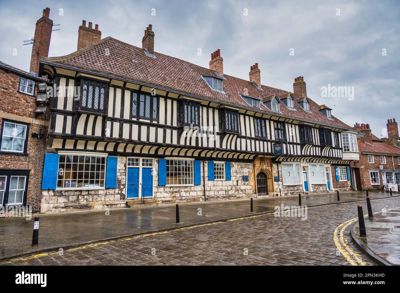 This is 600 year old timber framed York Minster Conference Centre and as the name suggests is close-bye the York Minster complex of buildings Stock Photo