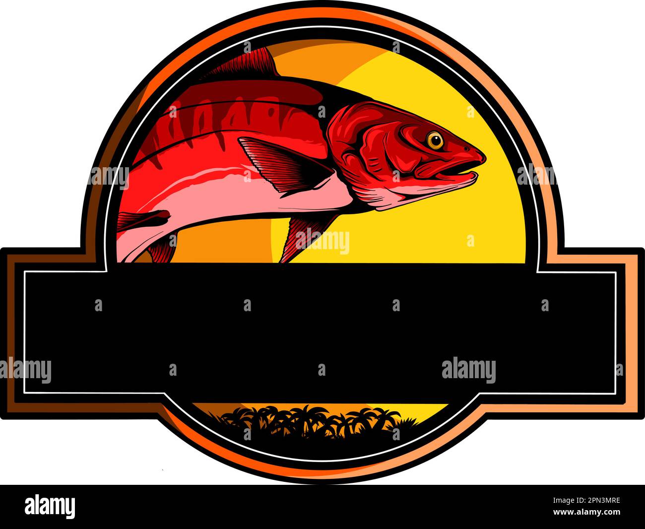 vector Salmon Fish Design Illustration on white background Stock Vector