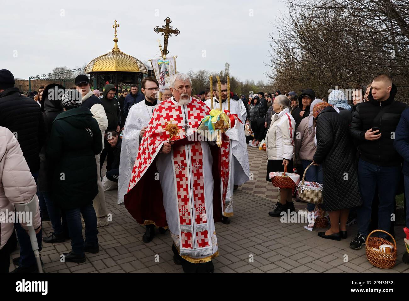 Zaporizhzhia Ukraine 16th Apr 2023 Orthodox Christian priest and