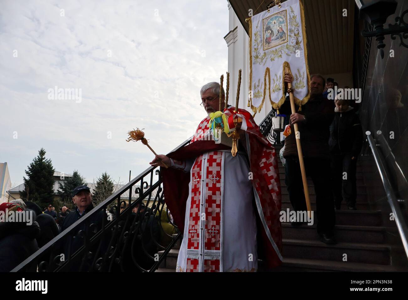 Zaporizhzhia, Ukraine. 16th Apr, 2023. Orthodox Christian priest and