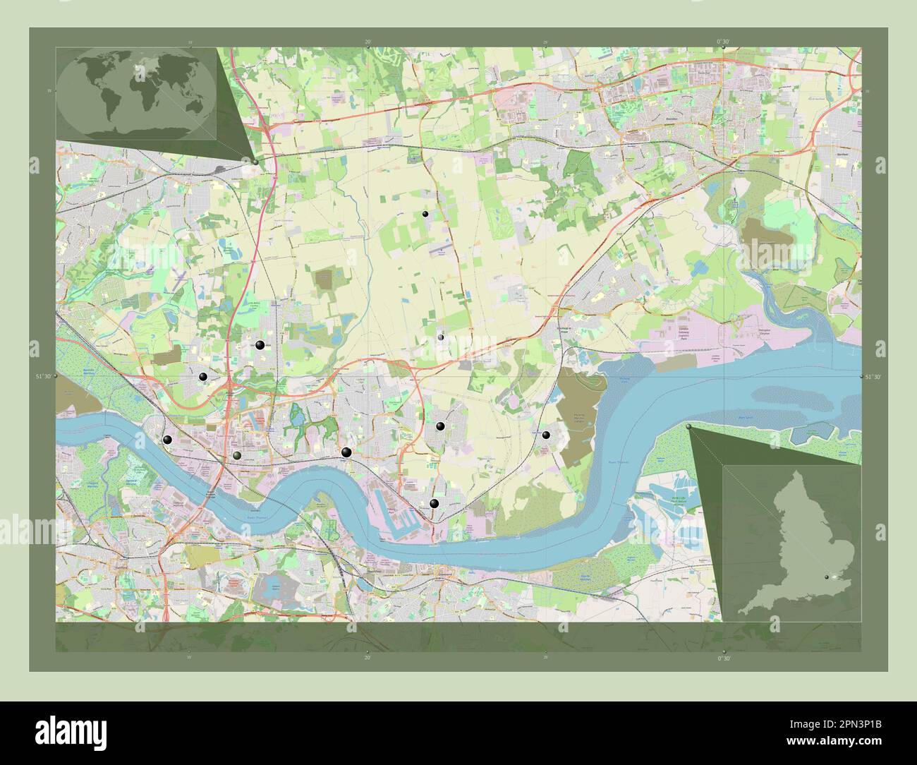 Thurrock, unitary authority of England Great Britain. Open Street Map