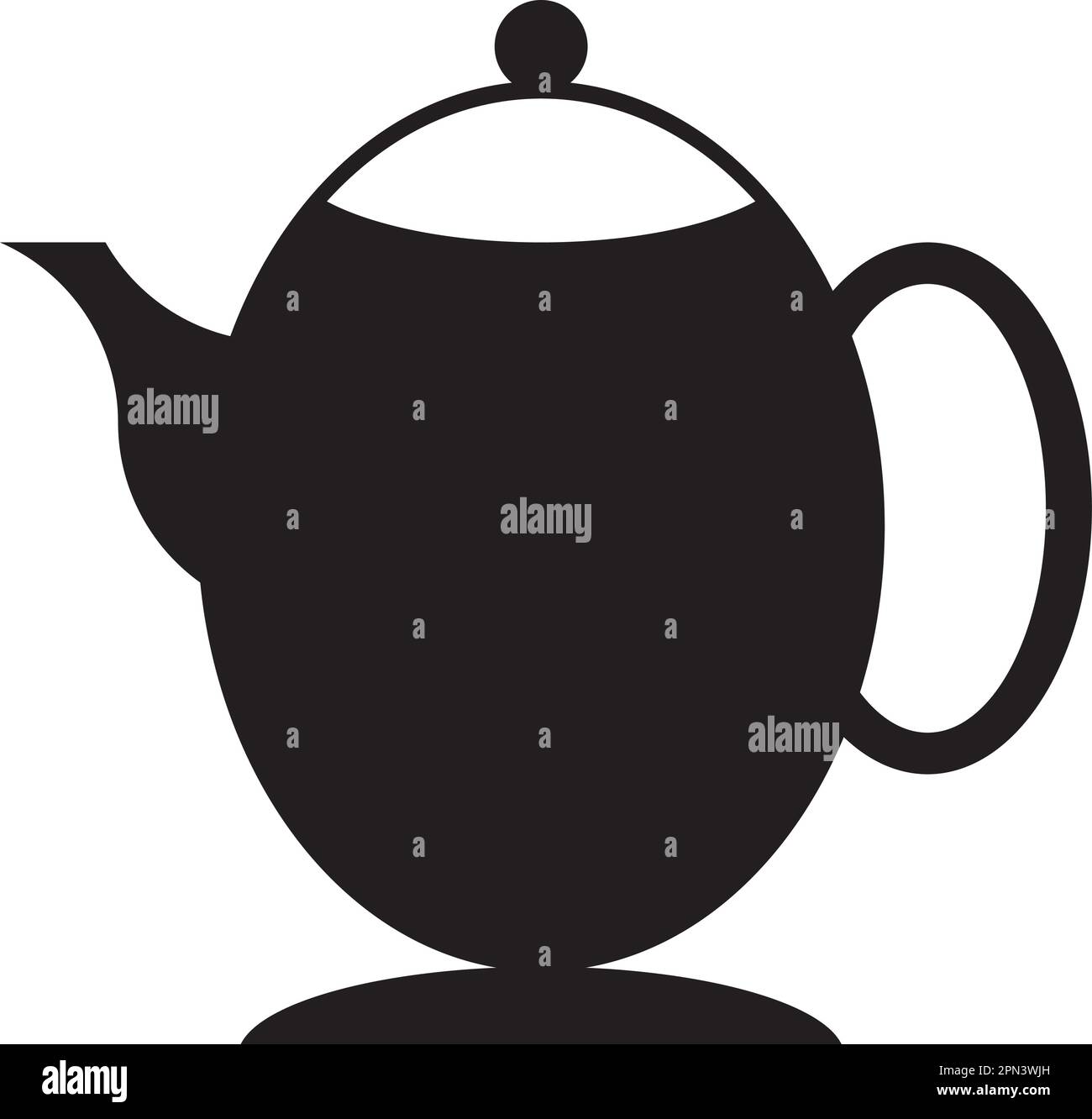 Black and White Teapot Vector Illustration. Isolated Minimalist Icon of