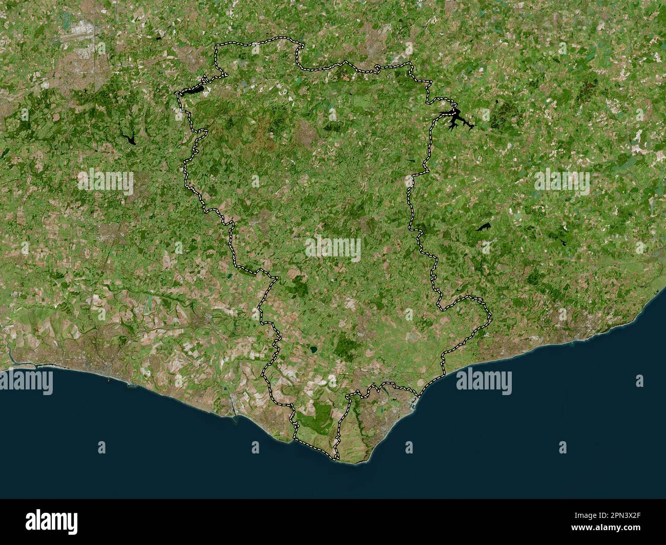 Wealden, non metropolitan district of England - Great Britain. High resolution satellite map Stock Photo
