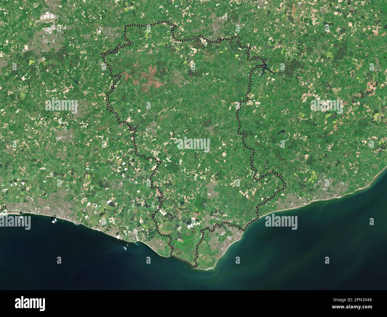 Wealden, non metropolitan district of England - Great Britain. Low resolution satellite map Stock Photo