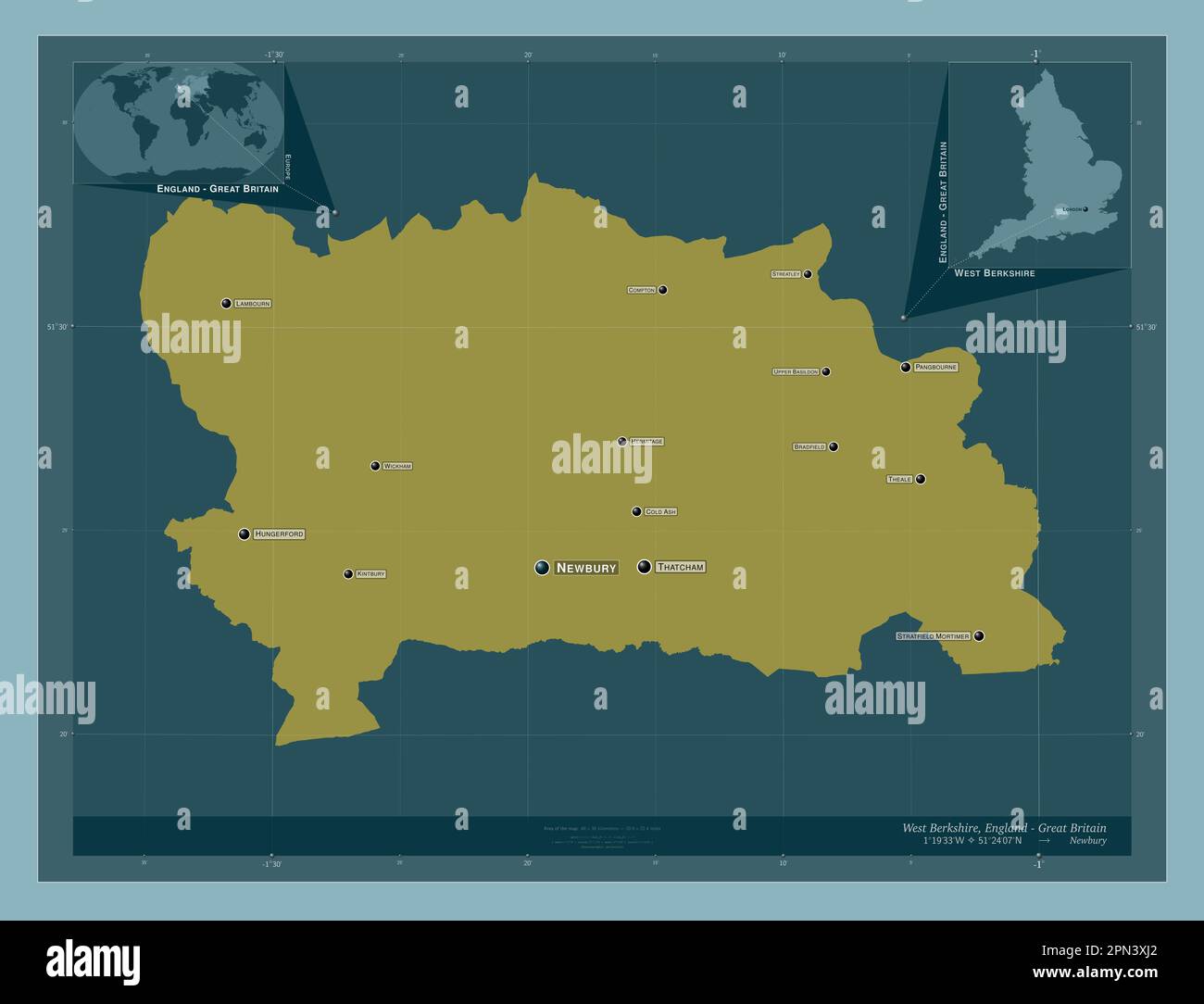 West Berkshire, county of England - Great Britain. Solid color shape
