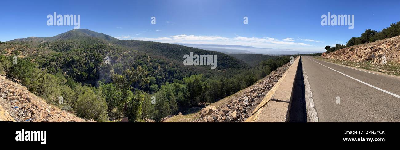 Morocco, Africa: panoramic road and canyon in the middle of the argan plain between Essaouira and Taghazout Stock Photo