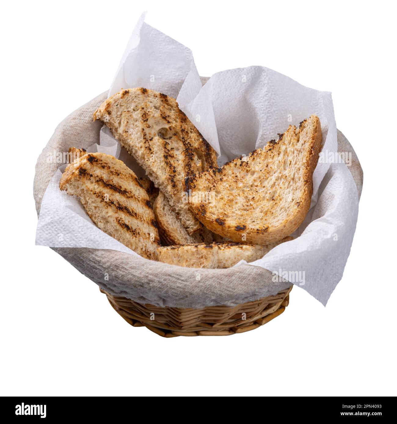 Toast of seeded multigrain bread in basket Stock Photo