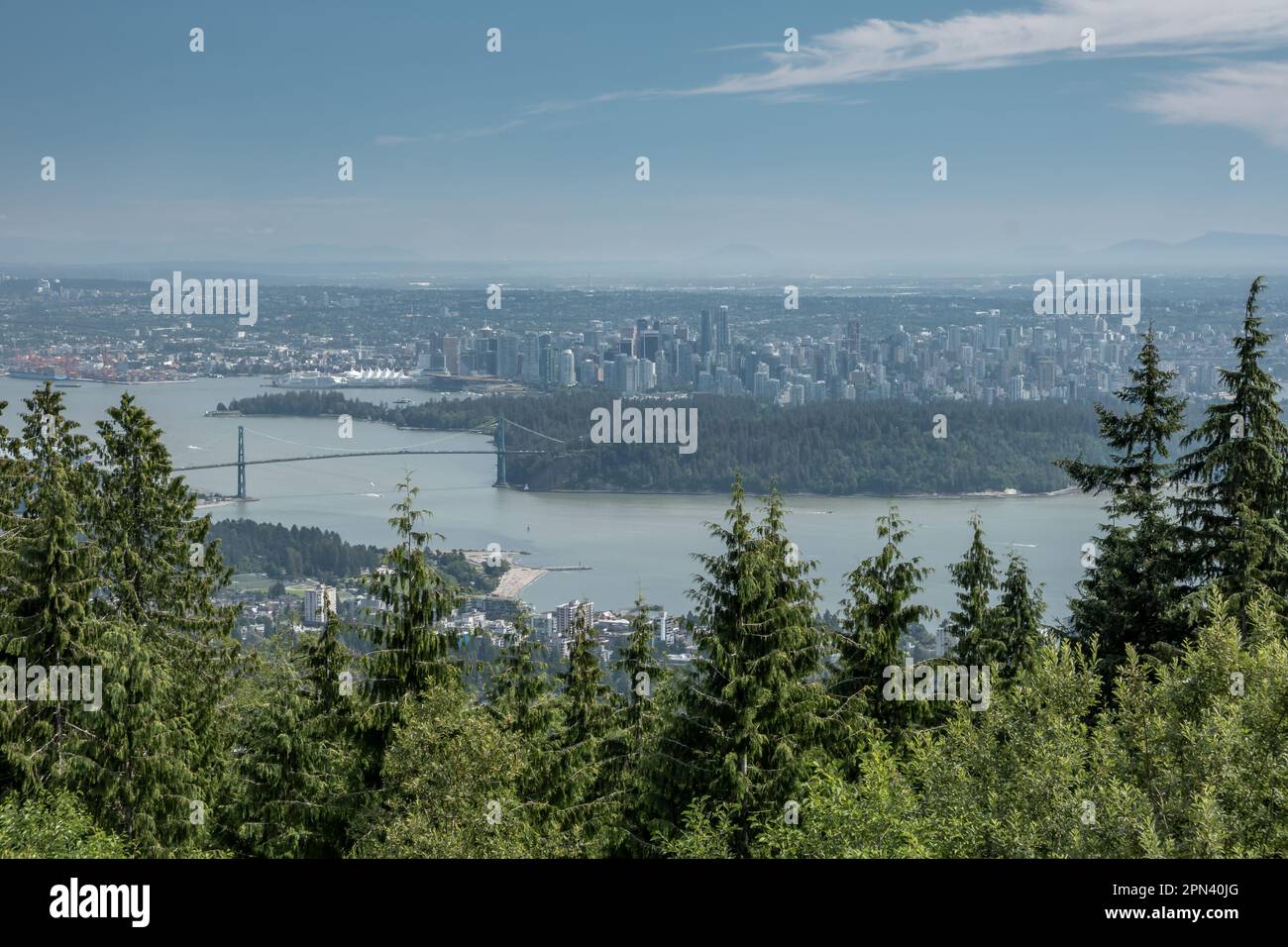 Cityscape of Vancouver from the Cypress lookout in summer Stock Photo
